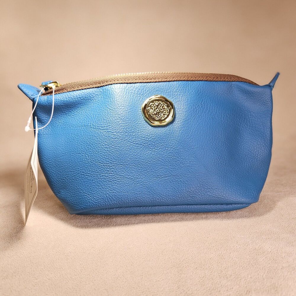 Anna Griffin Teal Blue Makeup Bag New with Tag Cosmetic Bag PVC Coated Cotton